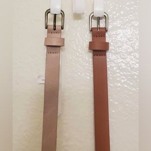 Thin Belt Set of Two- Brown and Blush